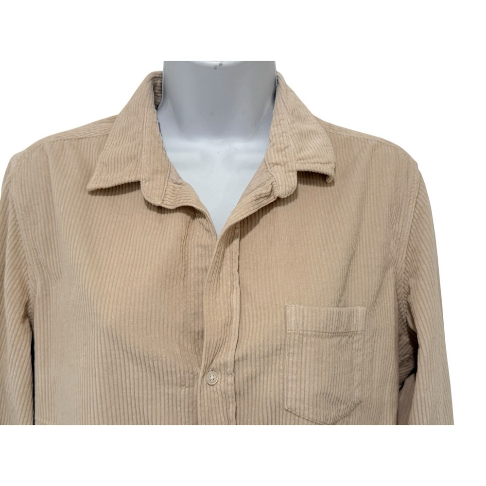 Frank & Eileen Women Shirt L Barry Beige Italian Corduroy Button Down‎ - Picture 6 of 10